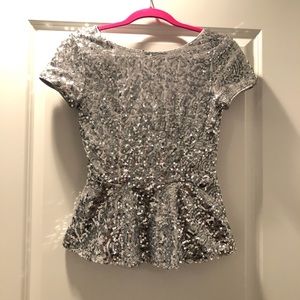 Silver sequin peplum blouse
